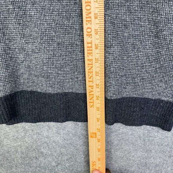 J. Crew Men Sweater M Gray Contrast Hem Pullover Knit Textured Preppy Golf - Picture 8 of 9